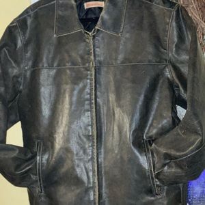 Leather boomer jacket!! Great for riding a motorcycle, or shopping.